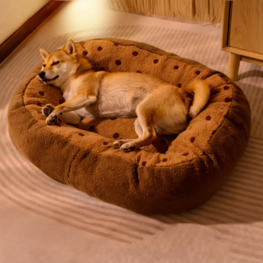 Cookie Plush Winter Warm Cozy Deep Sleep Dog Bed