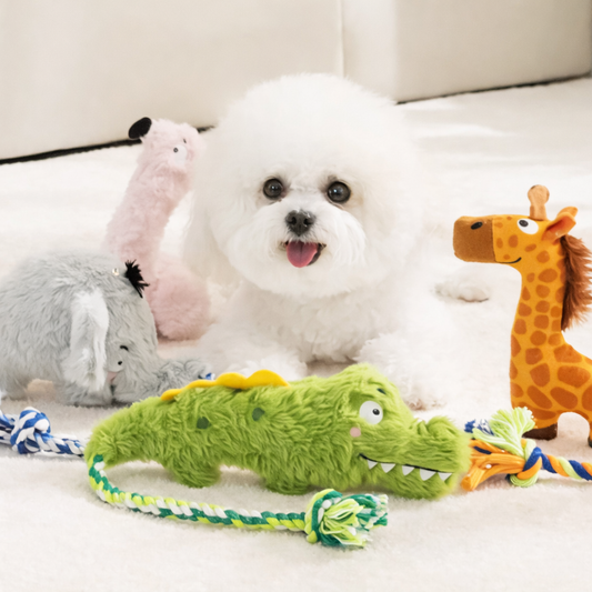 Animal Series Plush Squeak Dog Teething Toy